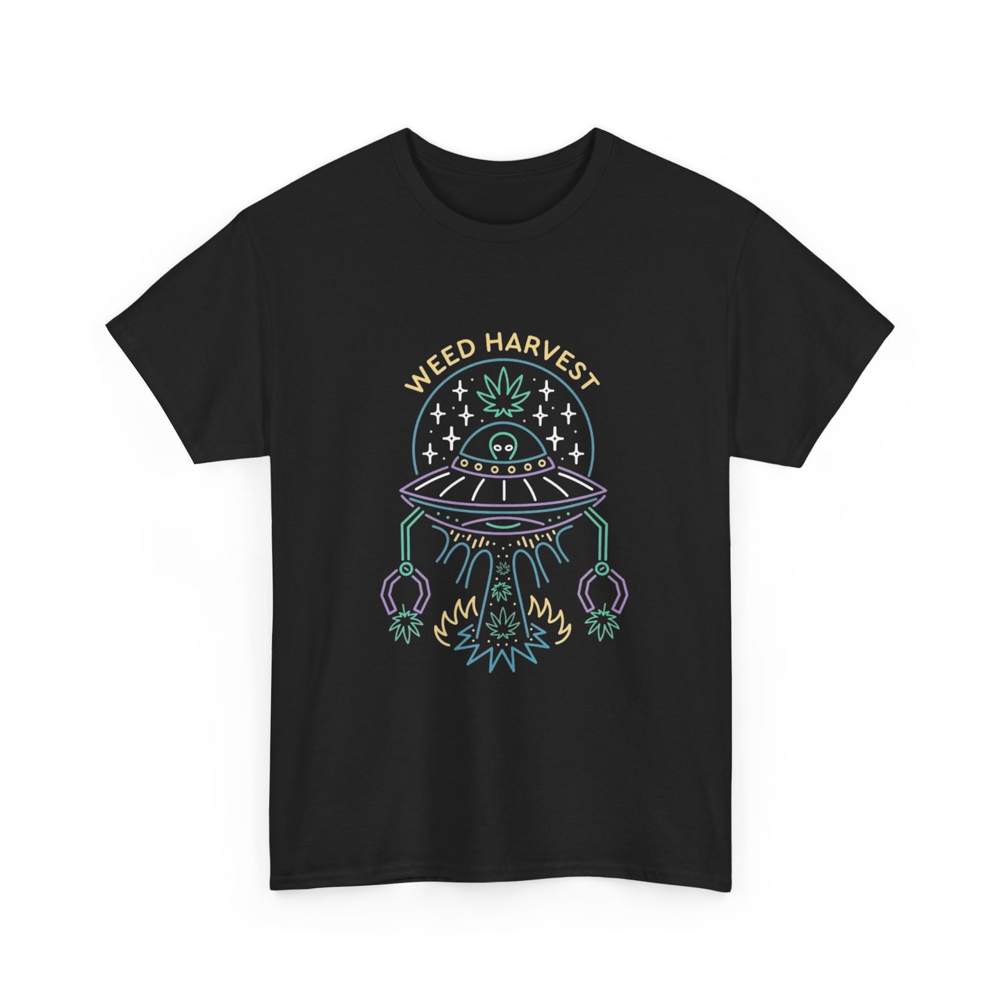 Weed Aliens Harvest Graphic T Shirt NEW Unisex Heavy Cotton Tee