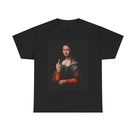 Mona Lisa Middle Finger Funny Graphic T Shirt NEW S-5XL Unisex Heavy Cotton Tee