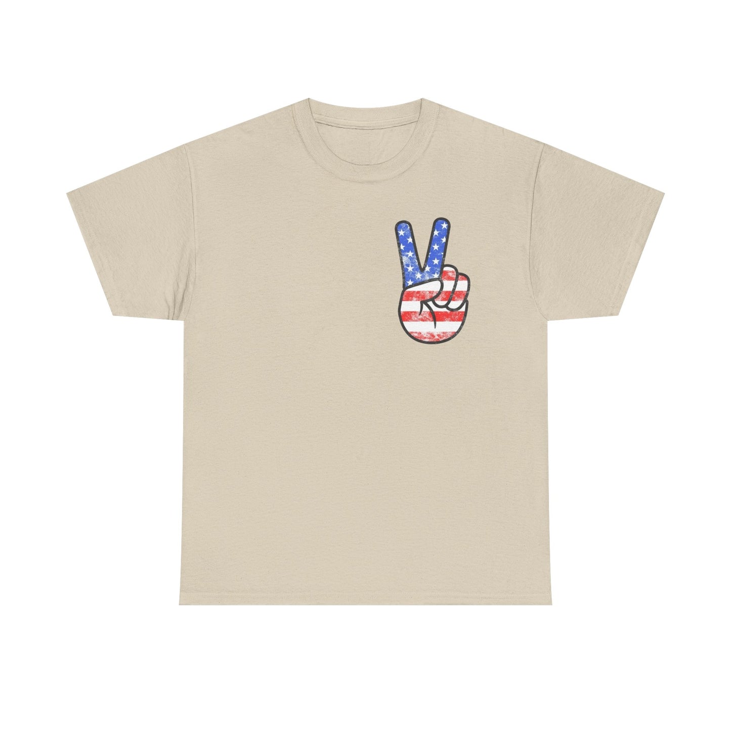 American Flag Peace Sign Retro Graphic T Shirt Adult New Tee