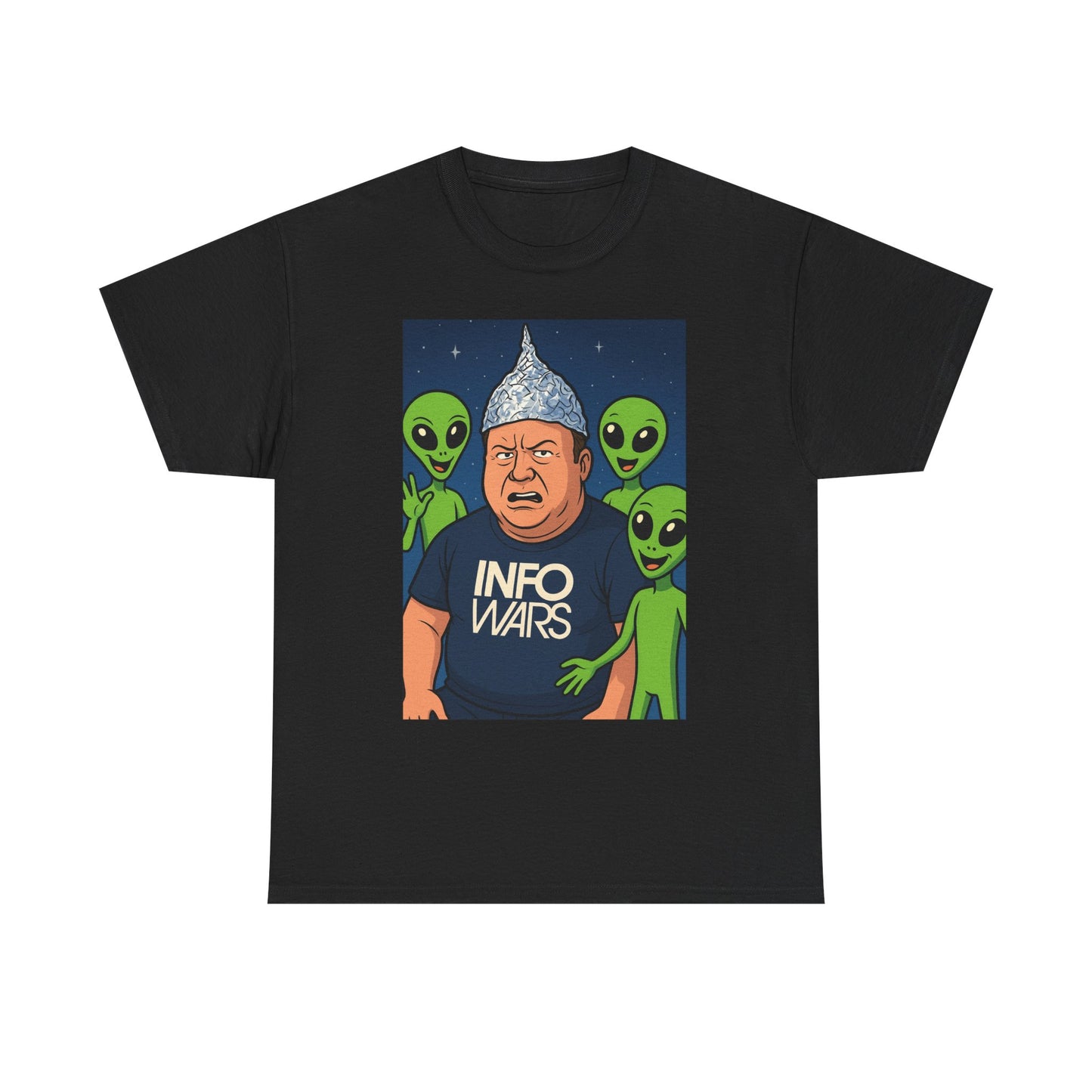 Alex Jones Funny Aliens Infowars Graphic T Shirt Unisex Heavy Cotton Tee