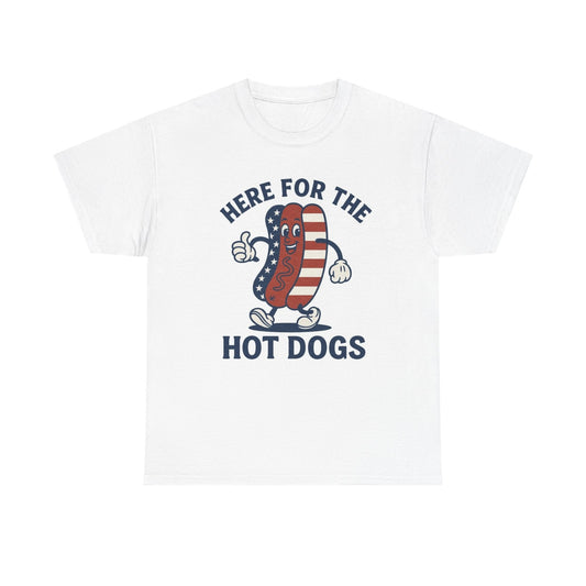 Here For The Hot Dogs Graphic T Shirt Men's Heavy Cotton Tee