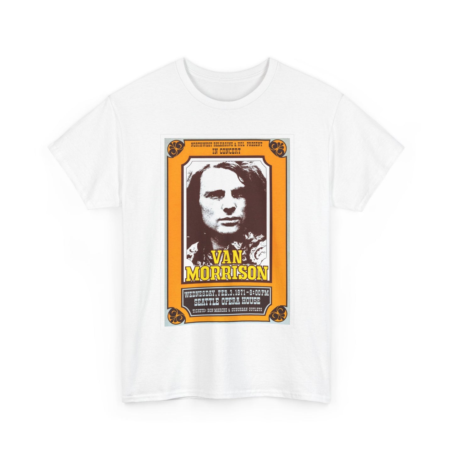 Van Morrison Tshirt Vintage Poster retro band faded Unisex Heavy Cotton Tee