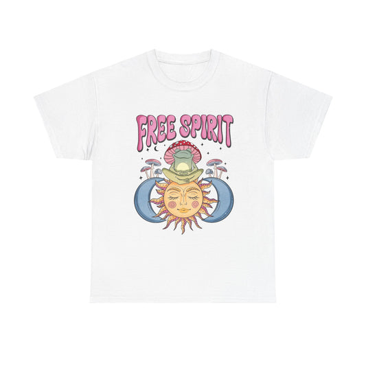 Free Spirit Graphic T Shirt Vintage Hippy Happy Unisex Heavy Cotton Tee