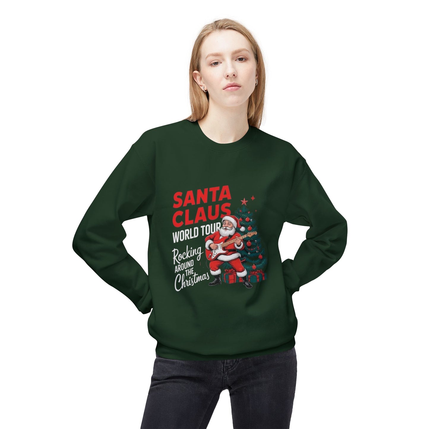 Santa Clause World Tour Unisex Midweight Softstyle Fleece Crewneck Sweatshirt