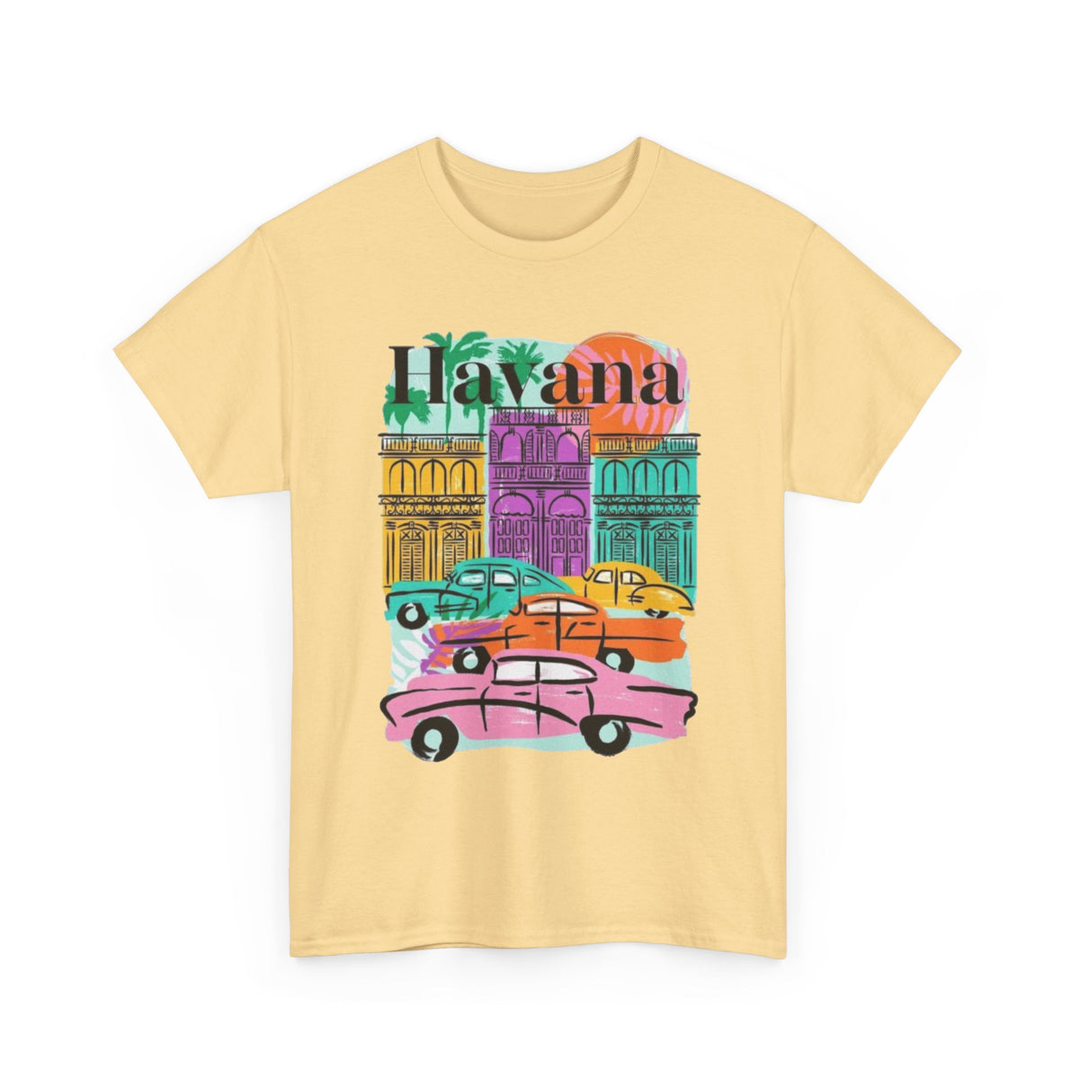 Havana Cuba Graphic T Shirt Men's Retro Travel Art Heavy Cotton Tee