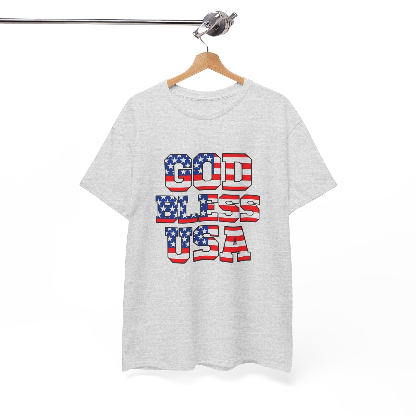 God Bless USA American Flag Graphic T Shirt Heavy Cotton Tee