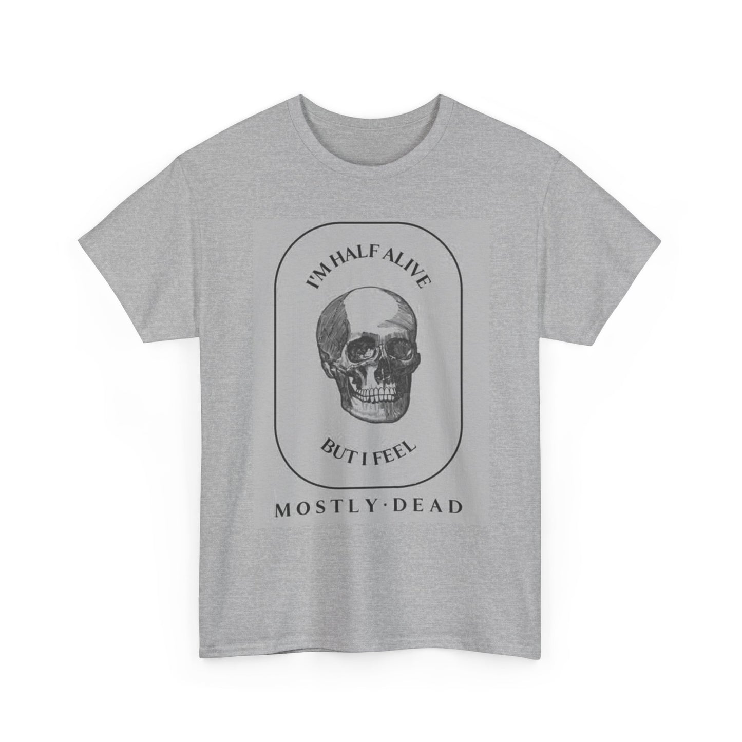 Half Dead Graphic T Shirt Funny Skull Vintage Unisex Heavy Cotton Tee