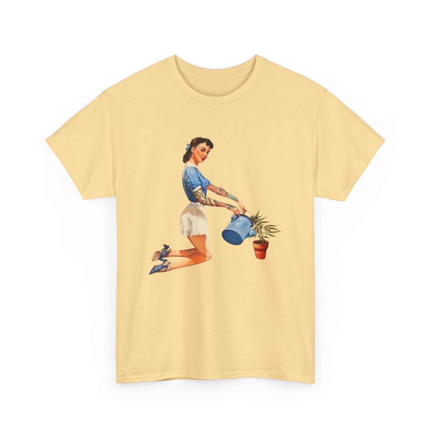 Pinup Model Weeds Graphic T-Shirt Womens Comfy Cotton Tee NEW