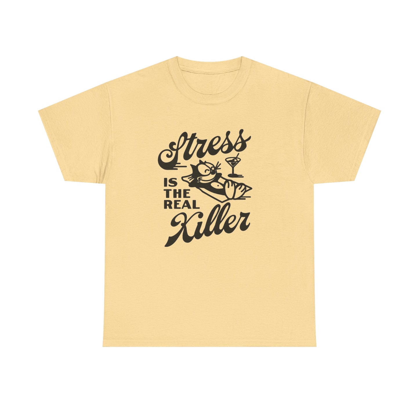 Stress Is The Real Killer Graphic T Shirt NEW Vintage Unisex Heavy Cotton Tee