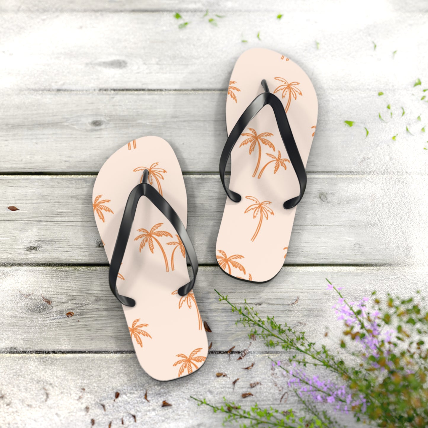 Orange Palm Trees Sandals Summer Flip Flops Slides BRAND NEW
