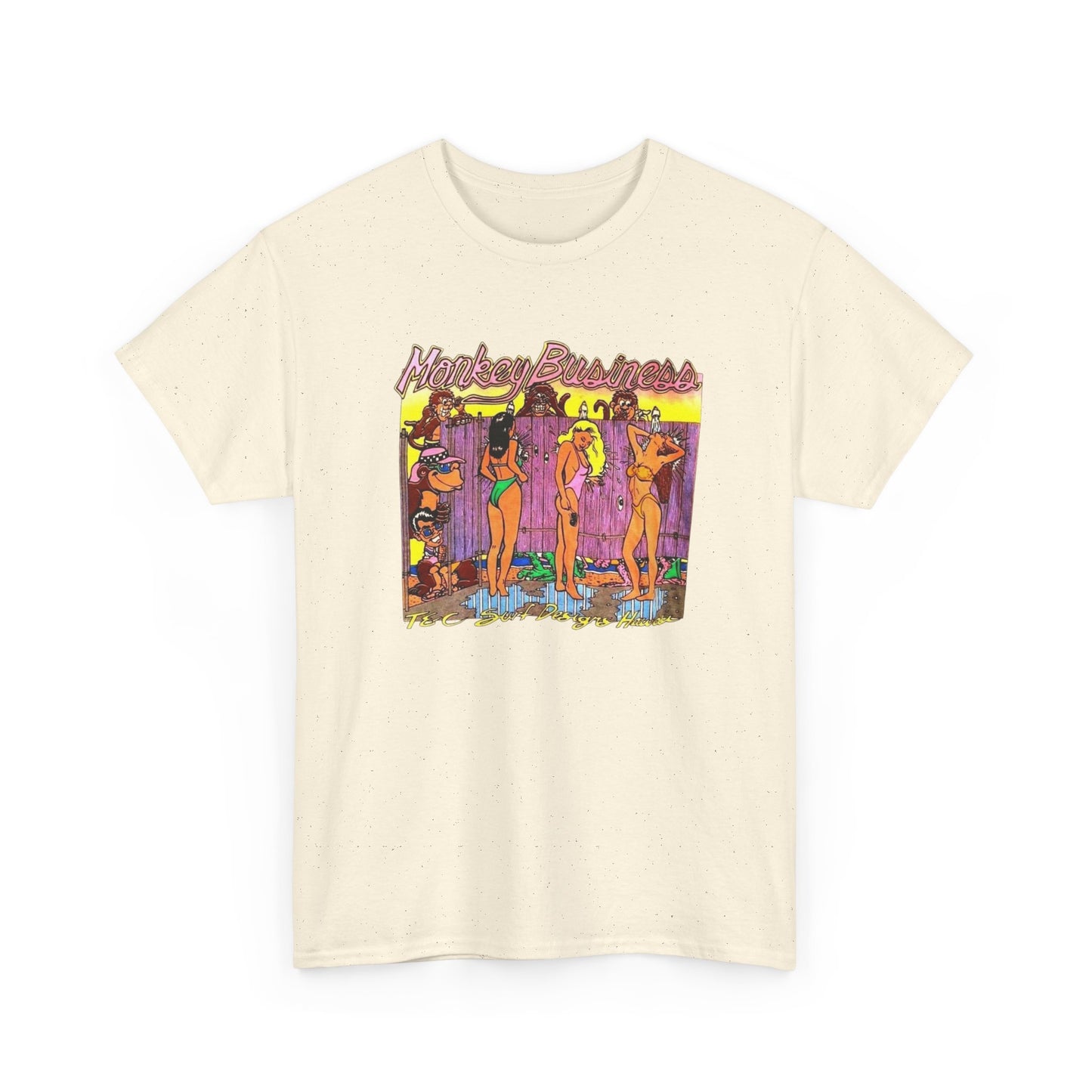Monkey Business Surfing Graphic T Shirt Unisex Heavy Cotton Tee Gift
