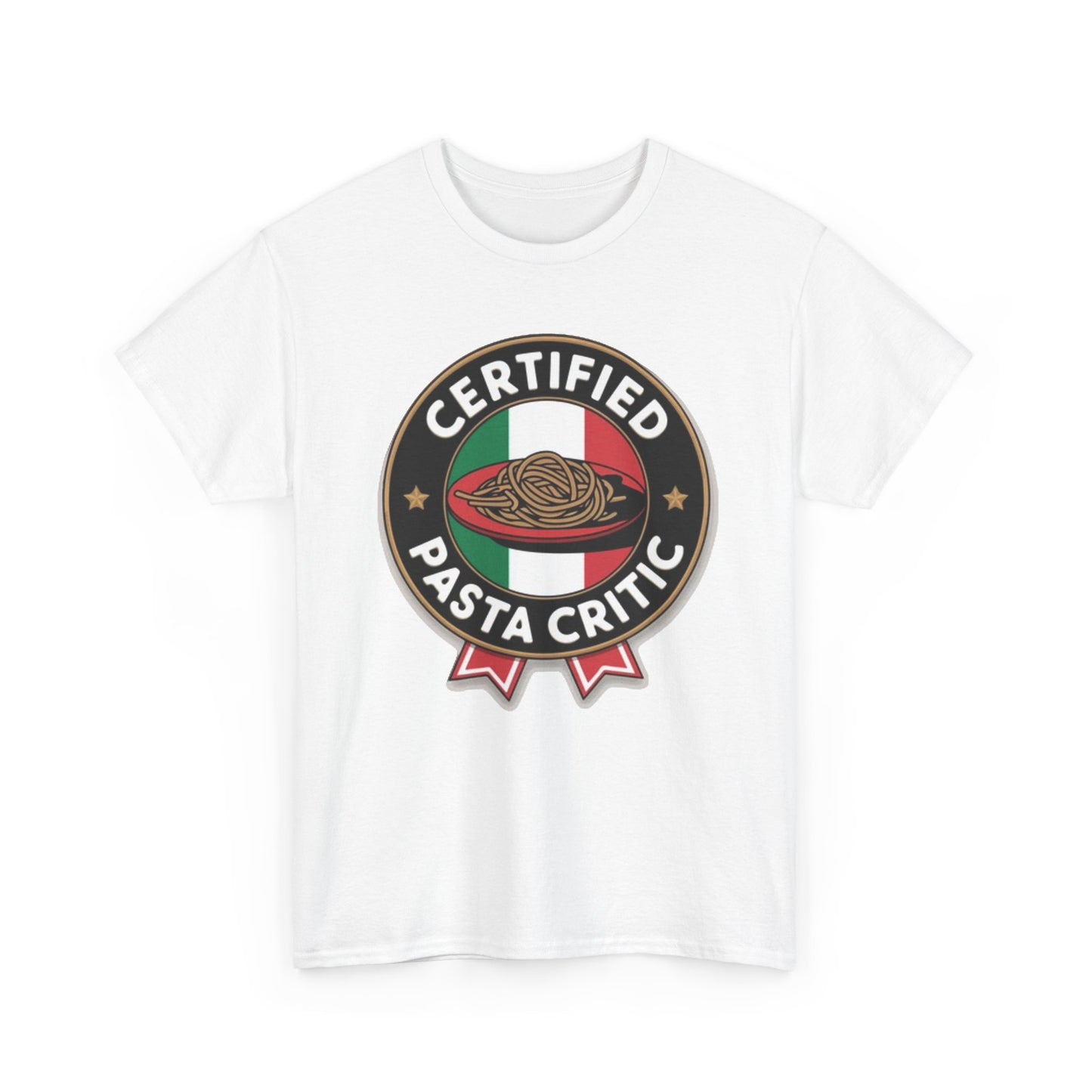 Certified Pasta Critic Graphic T Shirt Funny Italian Jokes Unisex Heavy Cotton