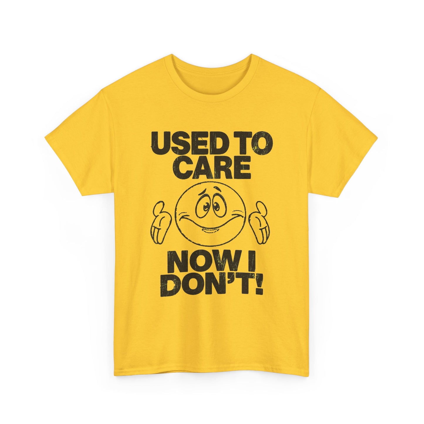 Used To Care Now I Don't Graphic T Shirt Men's Heavy Cotton Tee Funny Retro