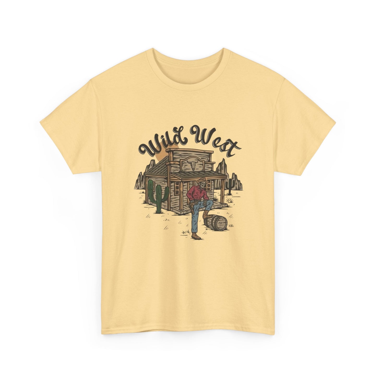 Wild West Skeleton Graphic T Shirt Unisex Heavy Cotton Tee New Gift