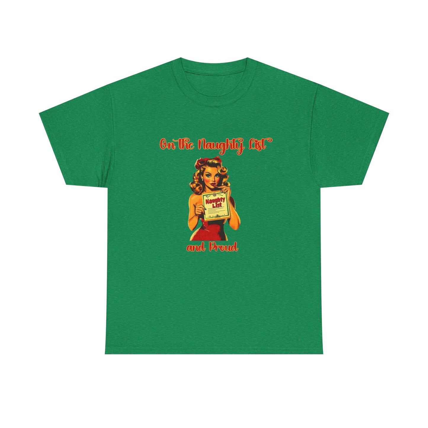 On The Naughty List And Proud Christmas Vintage Graphic T Shirt NEW Adult Tee