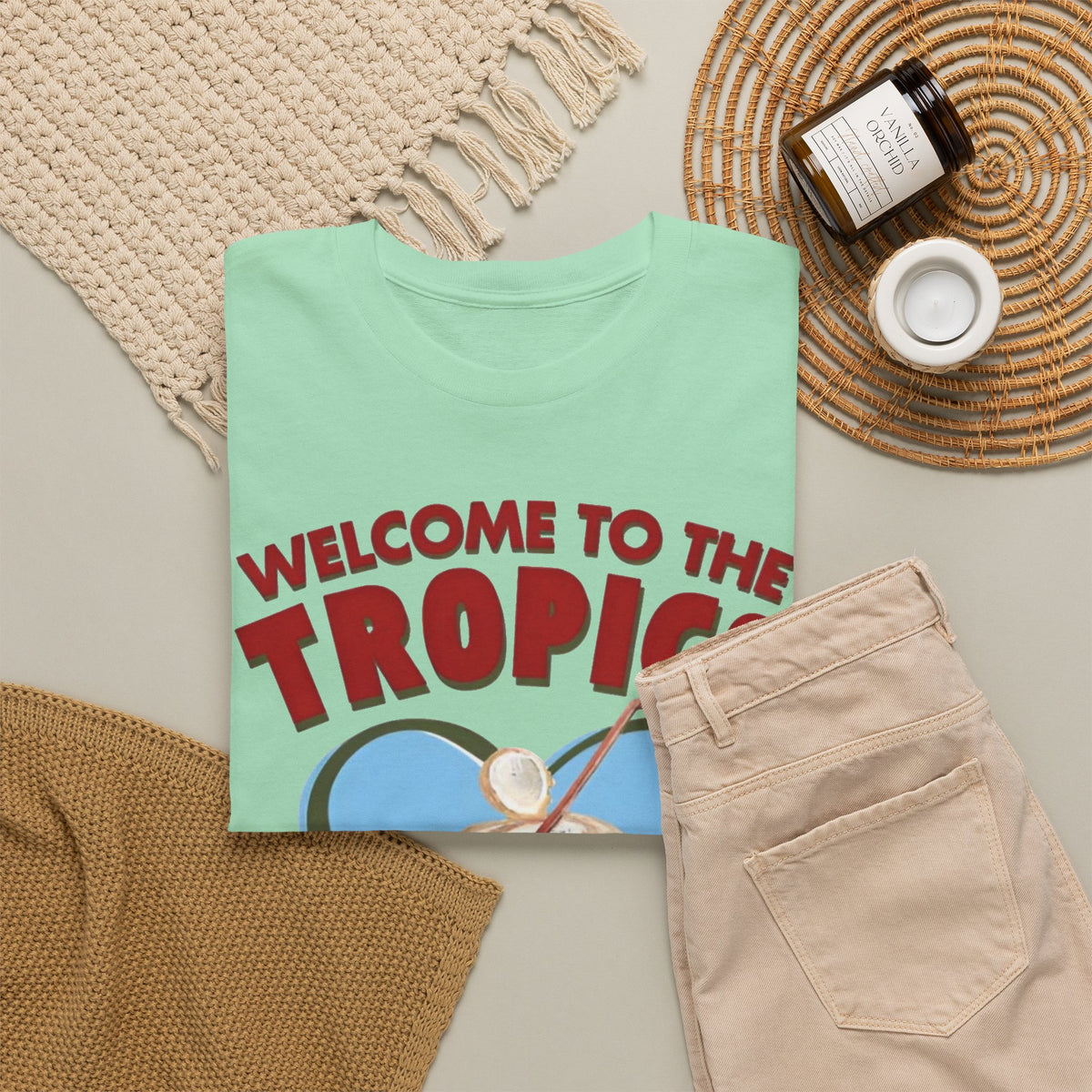 Welcome to the Tropics Coconut Heart T-Shirt Men's Graphic Tee