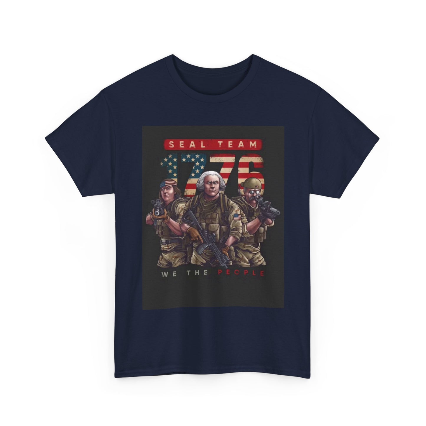 Navy Seals Team Tshirt 1776 America July 4th Flag Unisex Heavy Cotton Tee