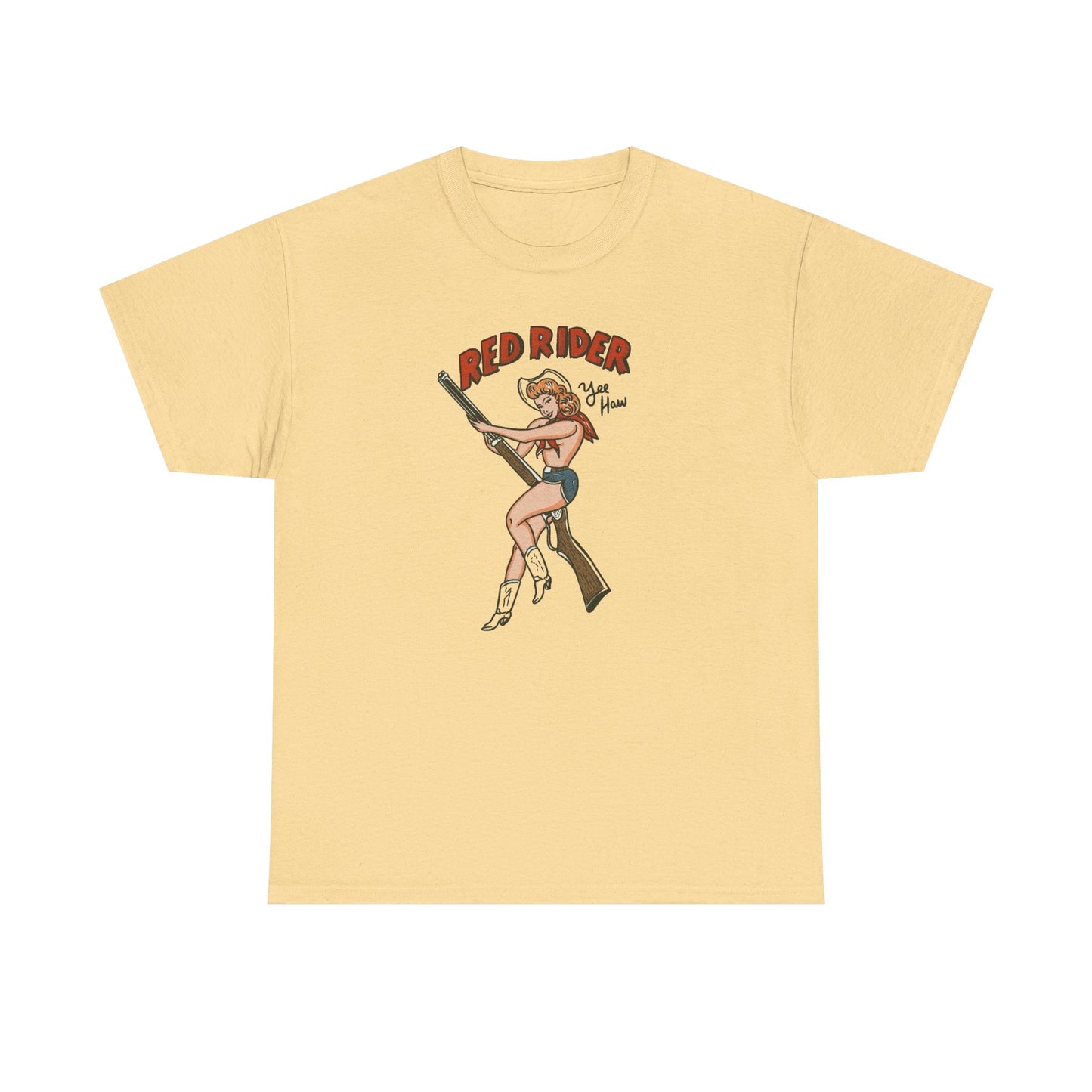Red Rider Cowgirl Graphic T Shirt Unisex Heavy Cotton Tee GIFT NEW