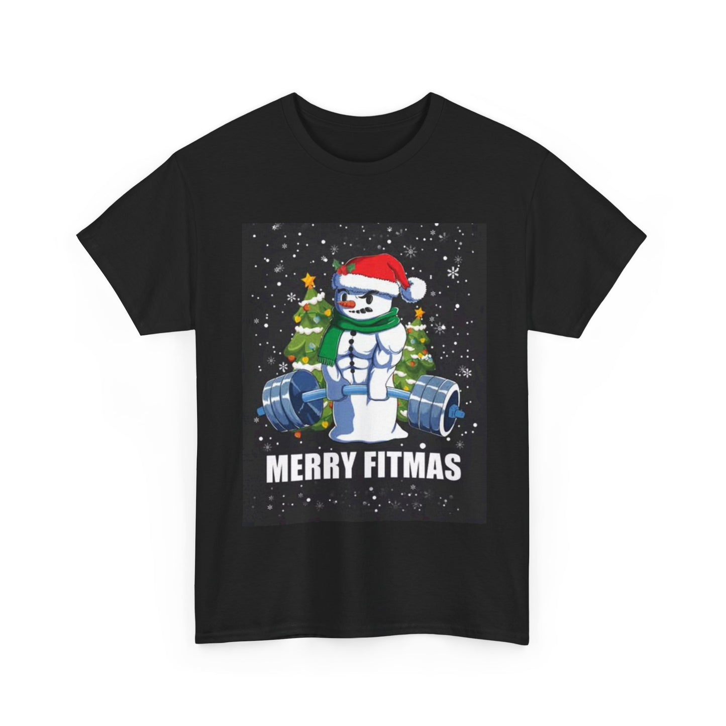 Merry Fitmas Shirt Funny Gym Snowman Christmas Gym Unisex Heavy Cotton Tee