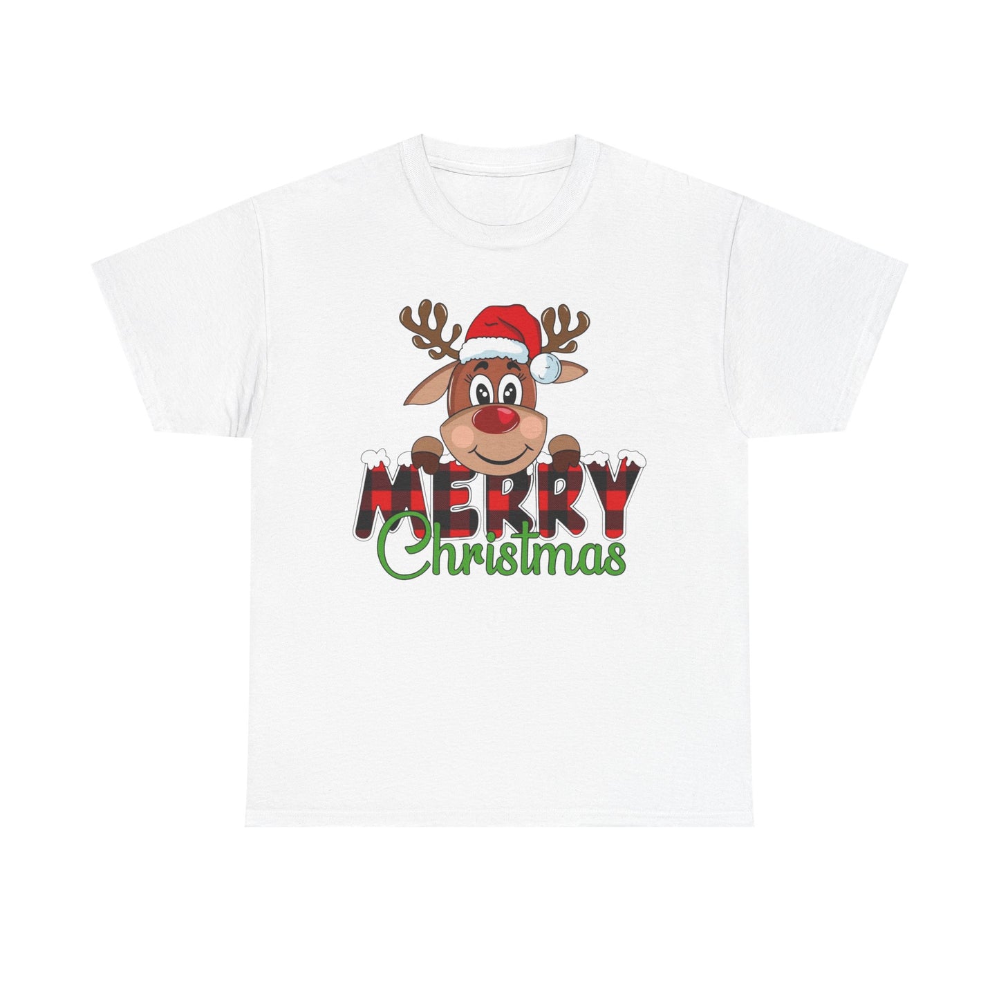 Merry Christmas Deer Cute Graphic T Shirt NEW Unisex Heavy Cotton Tee