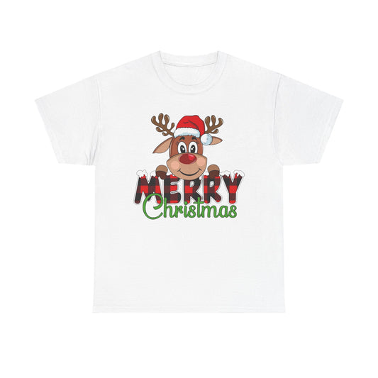 Merry Christmas Deer Cute Graphic T Shirt NEW Unisex Heavy Cotton Tee
