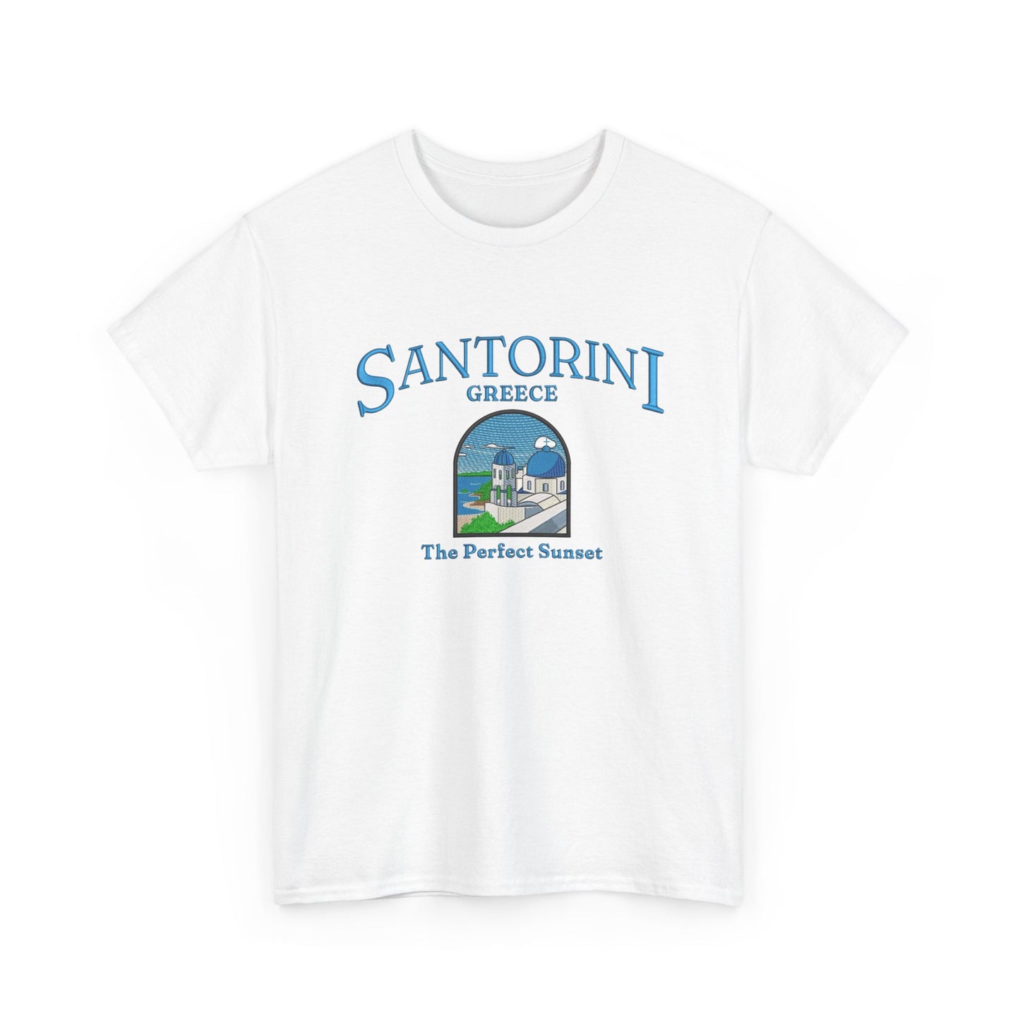 Santorini Greece Graphic T Shirt NEW Unisex Heavy Cotton Tee
