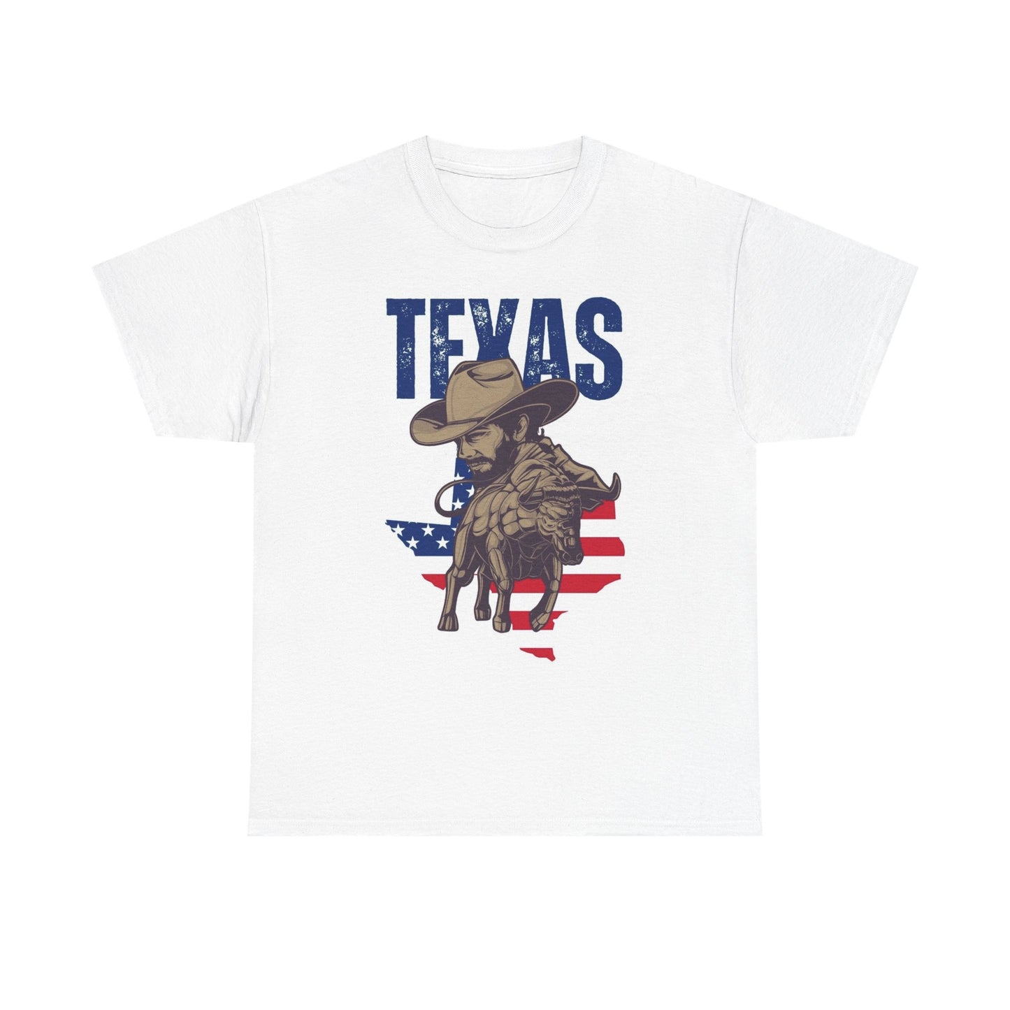 Texas Cowboy Graphic T Shirt American Flag Country Unisex Heavy Cotton Tee