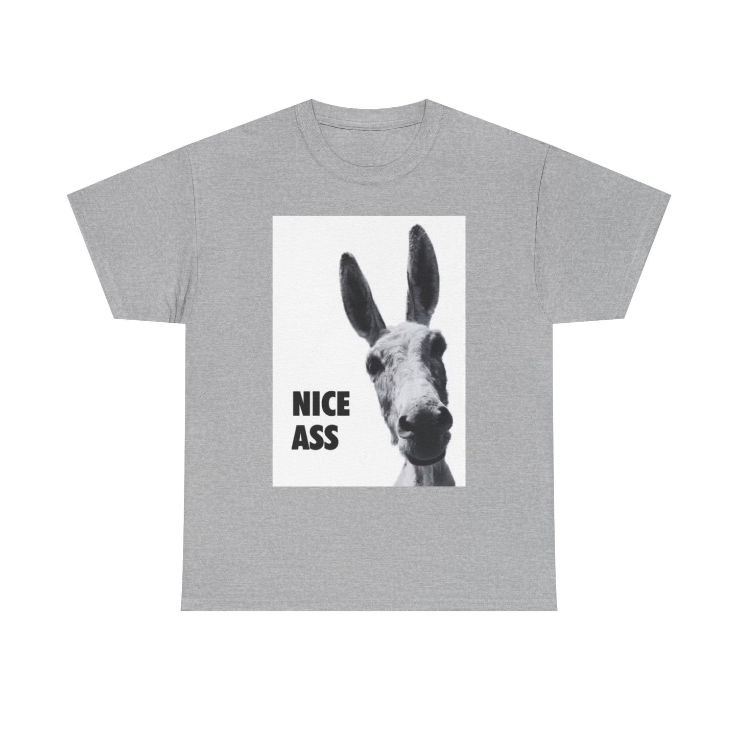 Nice Ass T Shirt Funny Donkey Animal Jokes Comedy Gift Unisex Heavy Cotton Tee