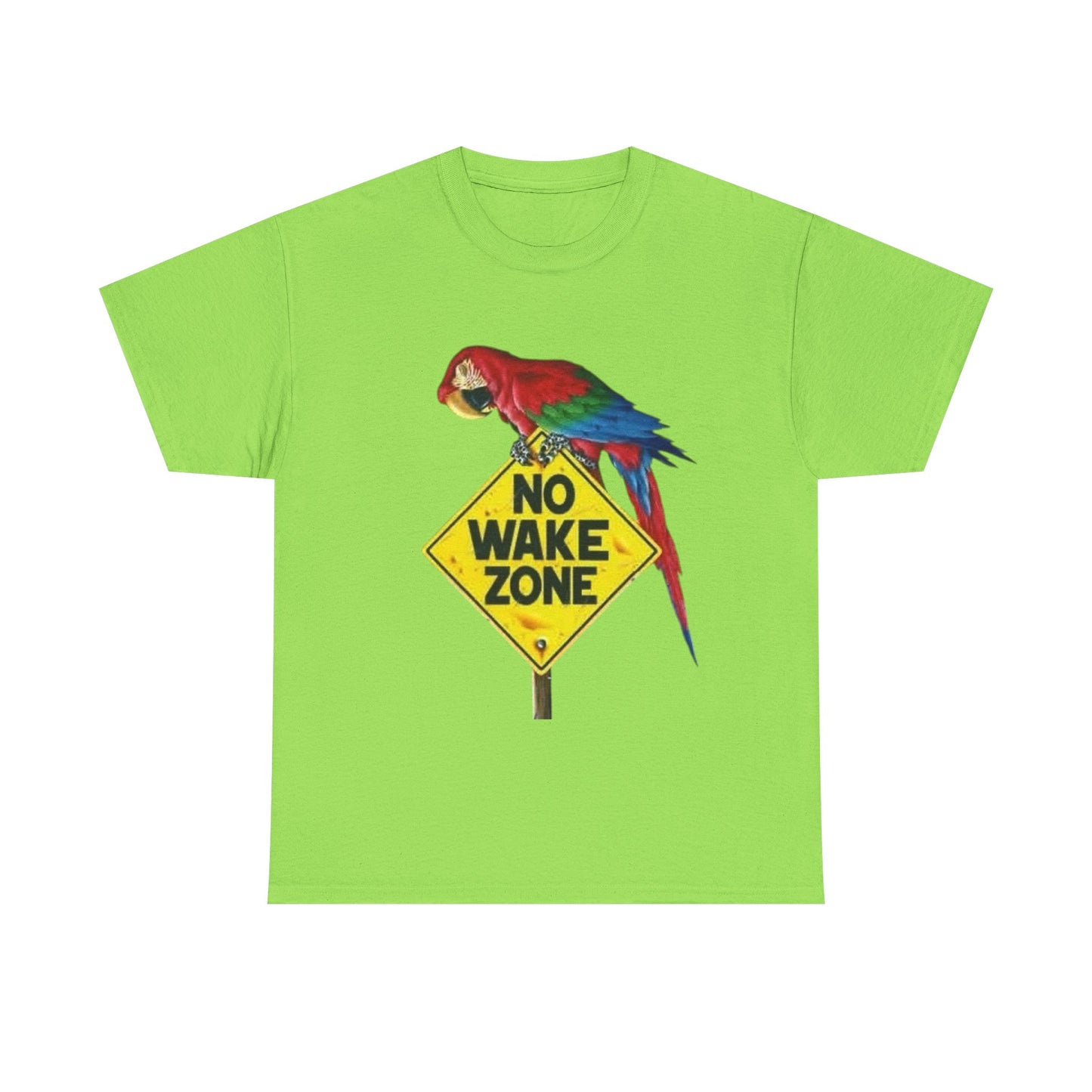 No Wake Zone Parrots Buffett Graphic T-Shirt Unisex Heavy Cotton Tee NEW