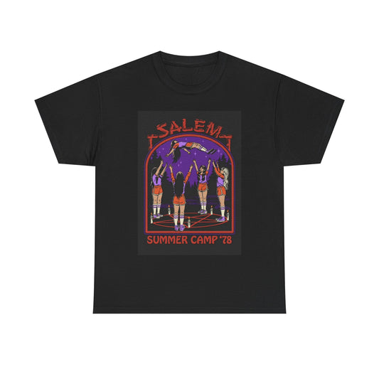 Salem Mass Tshirt Funny Satan Summer Camp Retro 80s Unisex Heavy Cotton Tee