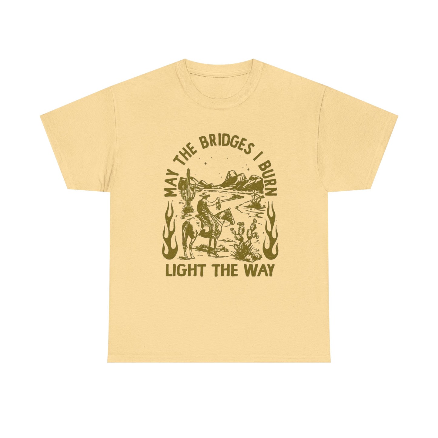 Burnt Bridges Light The Way Graphic T Shirt Unisex Heavy Cotton Tee