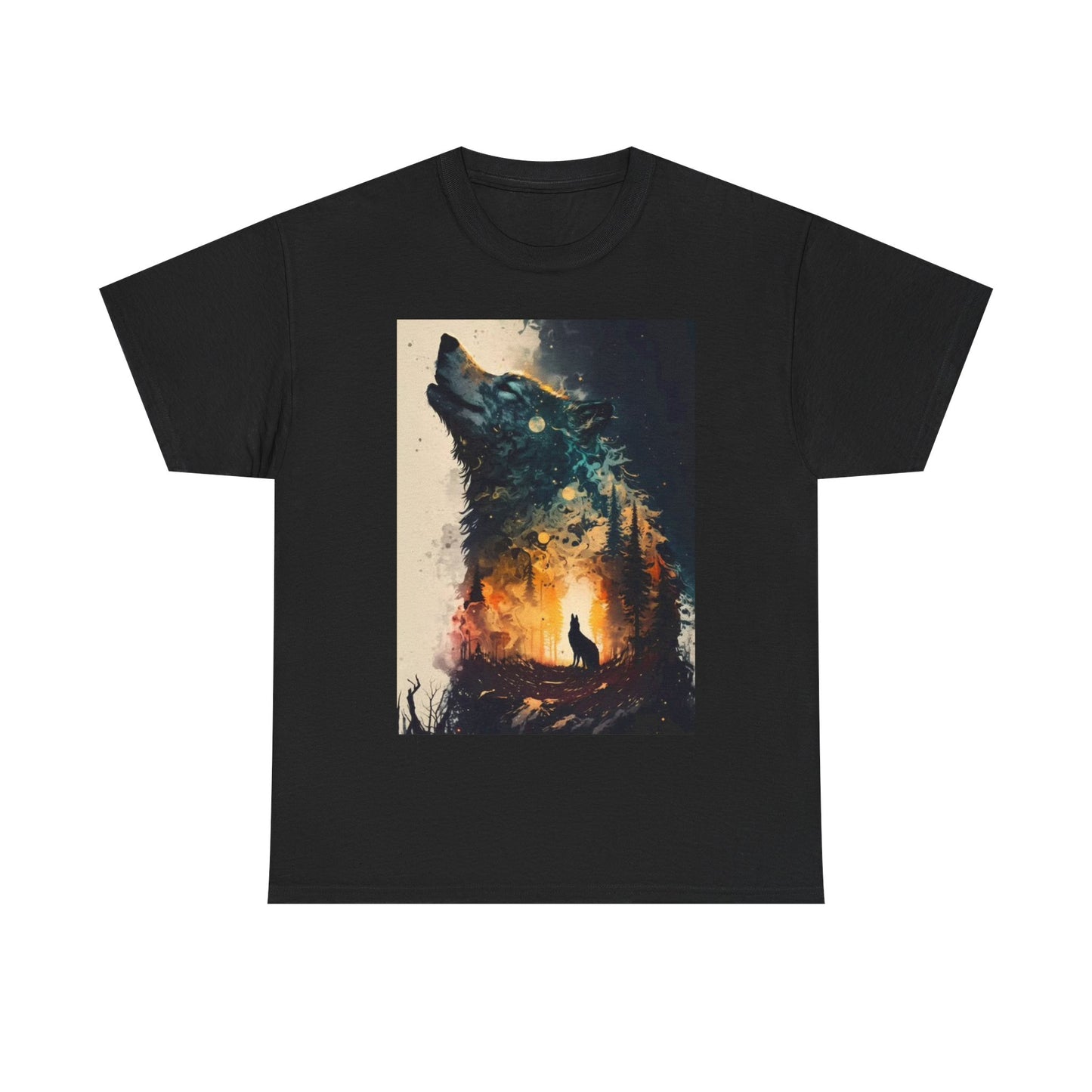 Howling Wolf Tshirt Funny Animal Lover Gift Unisex Heavy Cotton Tee