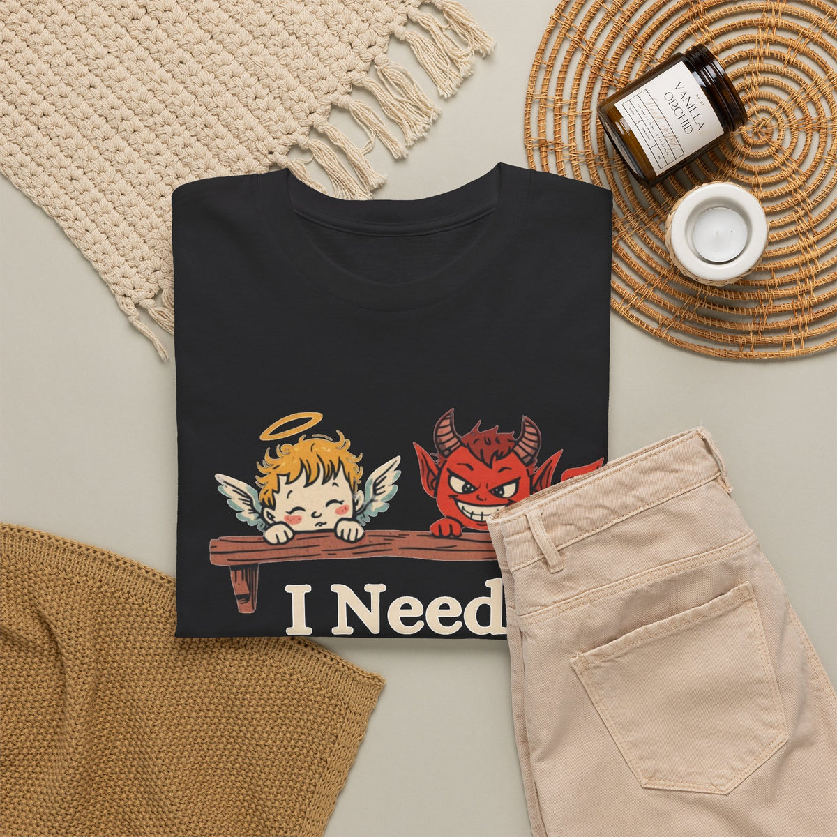 Funny Angel Devil Oral Support Graphic T-Shirt Sex Humor  Men's Graphic Tee