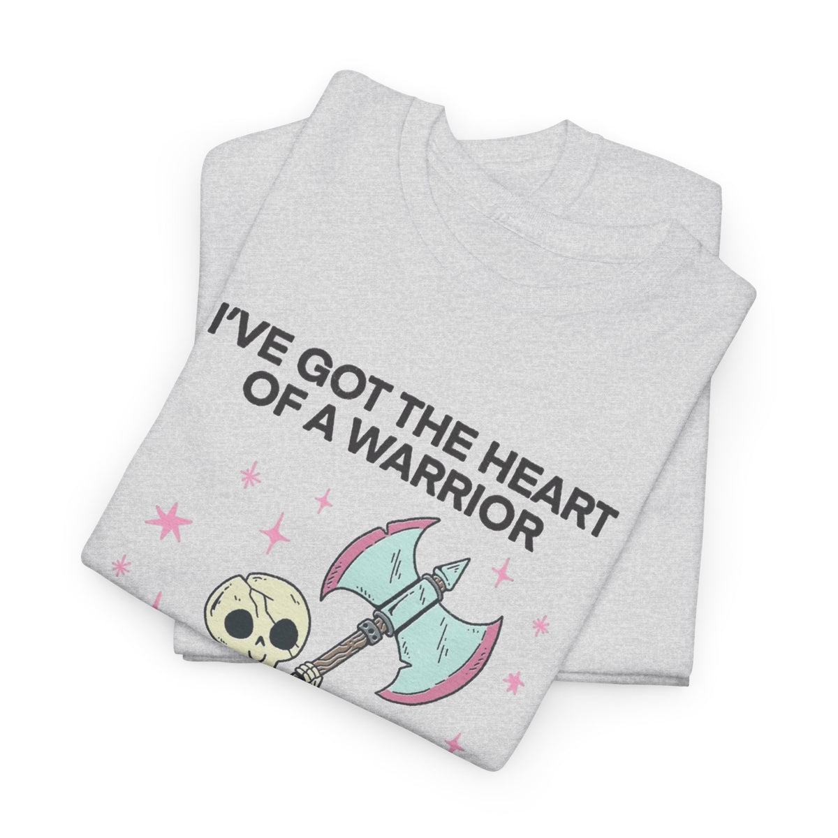 Skeleton Warrior Quote T-Shirt | Heart of a Warrior Men's Graphic Tee