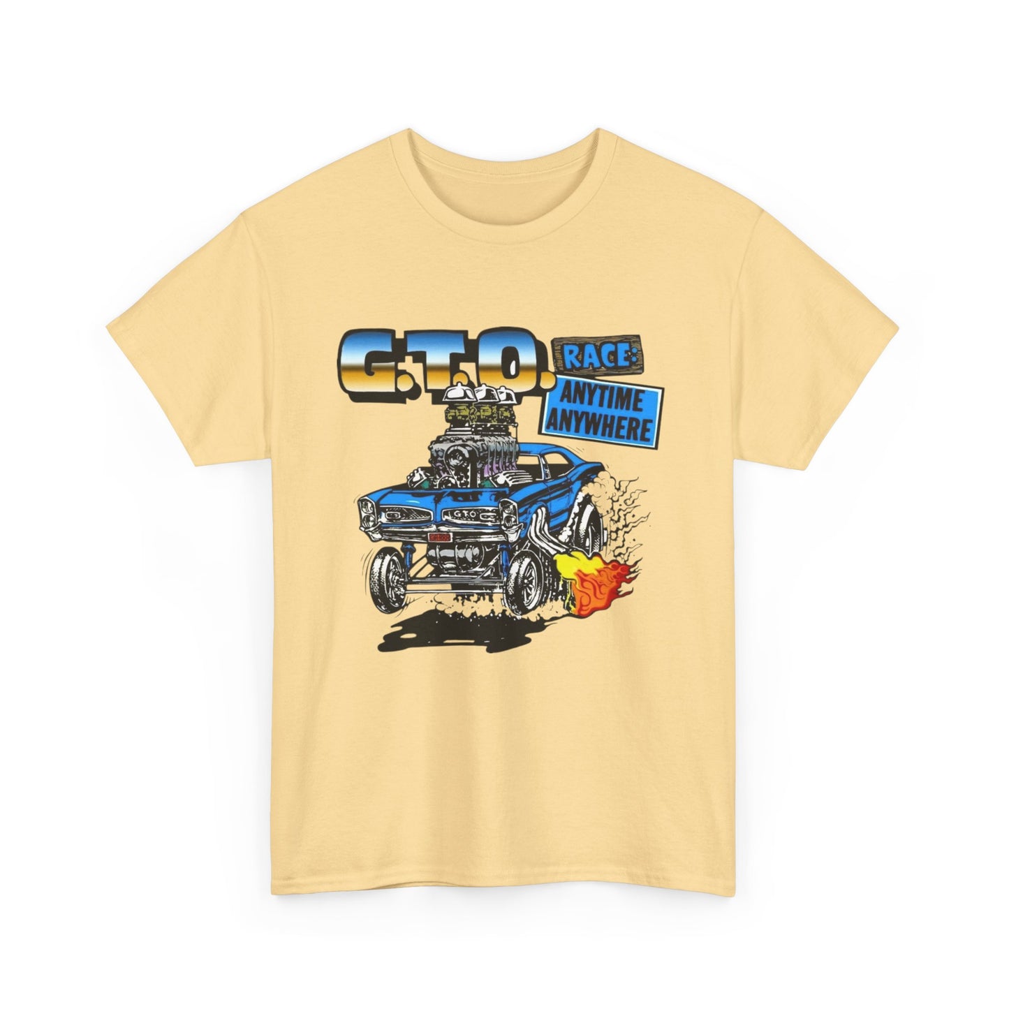 Pontiac GTO Race Anytime Vintage Graphic T Shirt NEW Unisex Heavy Cotton Tee