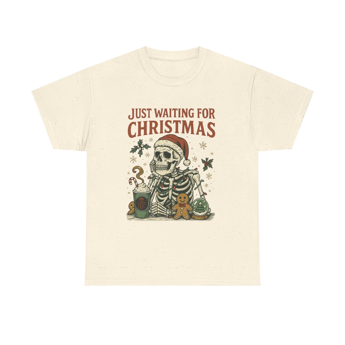 Just Waiting For Christmas Graphic T Shirt NEW Unisex Heavy Cotton Tee