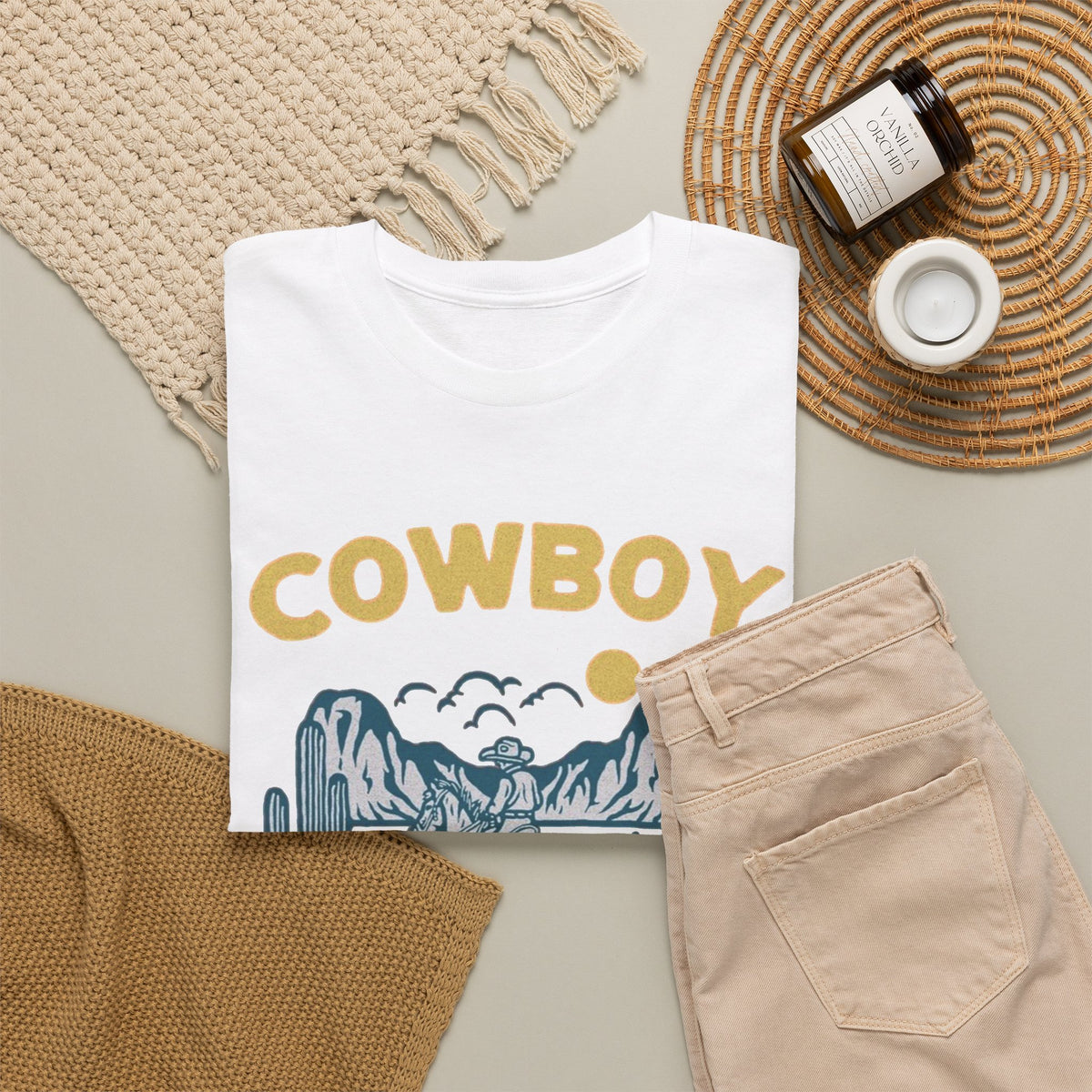 Cowboy Wild Desert American Western Graphic T-Shirt Men's Graphic Tee