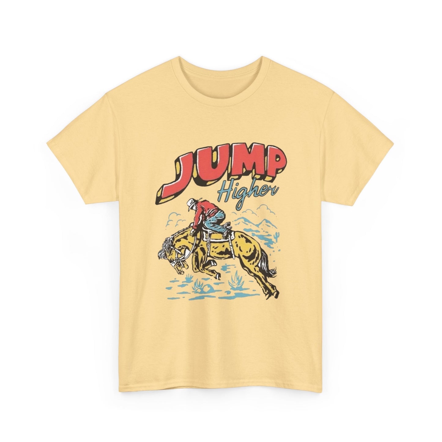 Jump Higher Cowboy Graphic T Shirt Unisex Heavy Cotton Tee New Gift