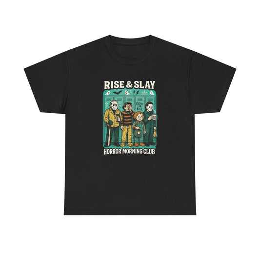 Rise And Slay Horror Club Graphic T Shirt NEW Unisex Heavy Cotton Tee