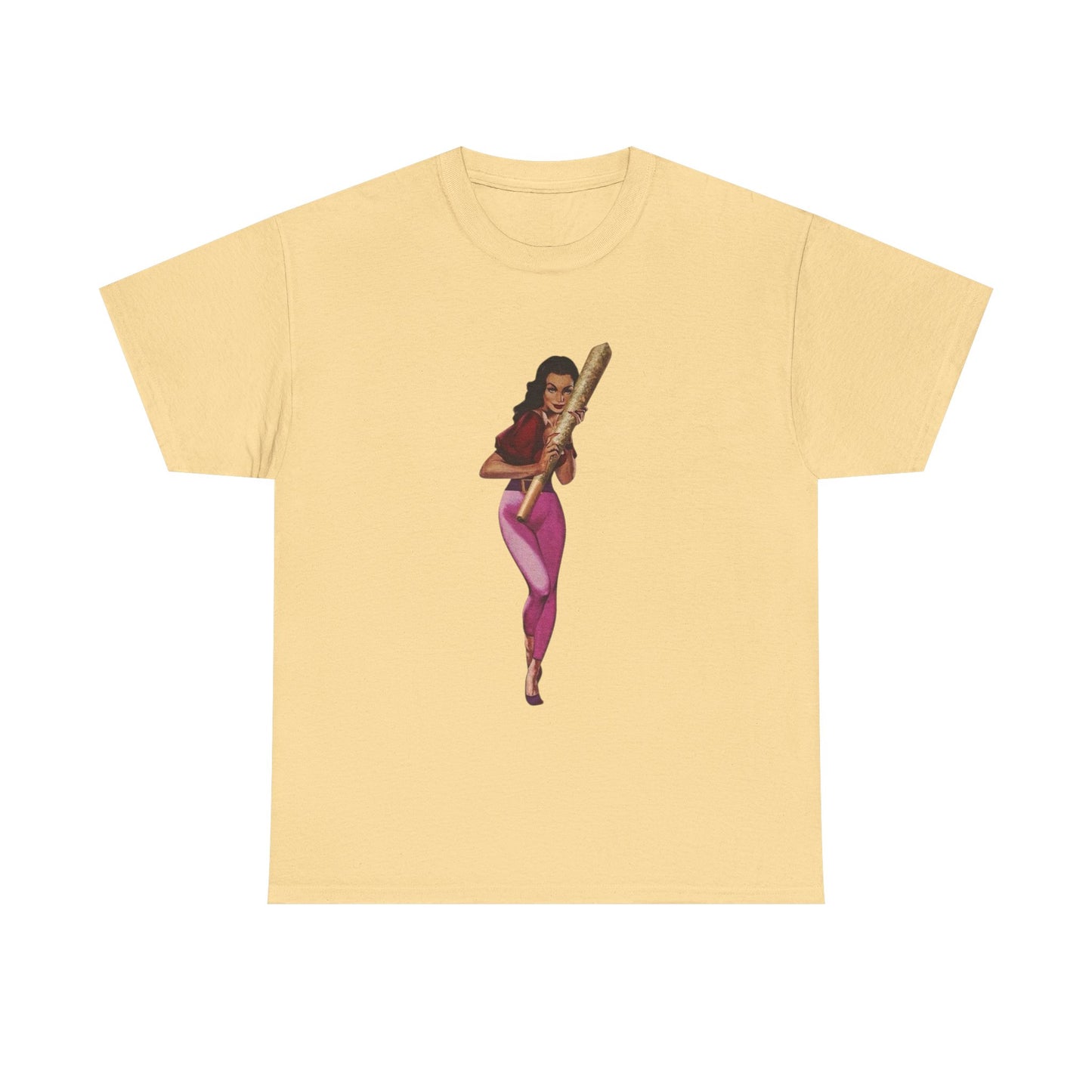 Weed Joint Hugs Vintage Pinup Graphic T-Shirt Womens Comfy Cotton Tee NEW