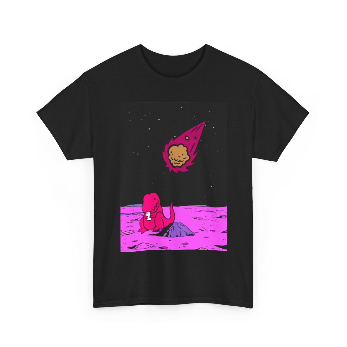 Funny Dinosaur Asteroid T shirt Funny Graphic Unisex Heavy Cotton Tee