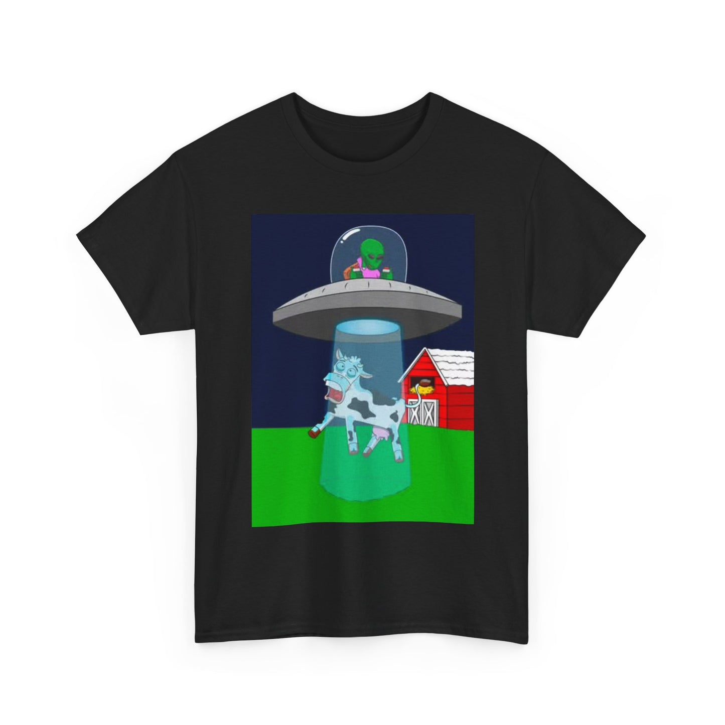 Alien Abduction Tshirt Funny Beam Me Up Cow Unisex Heavy Cotton Tee
