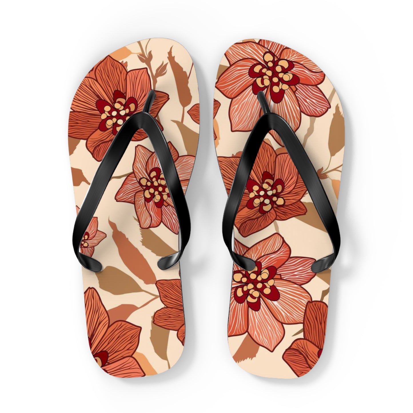 Tropical Flowers Beach Vibes Sandals Summer Flip Flops Slides BRAND NEW