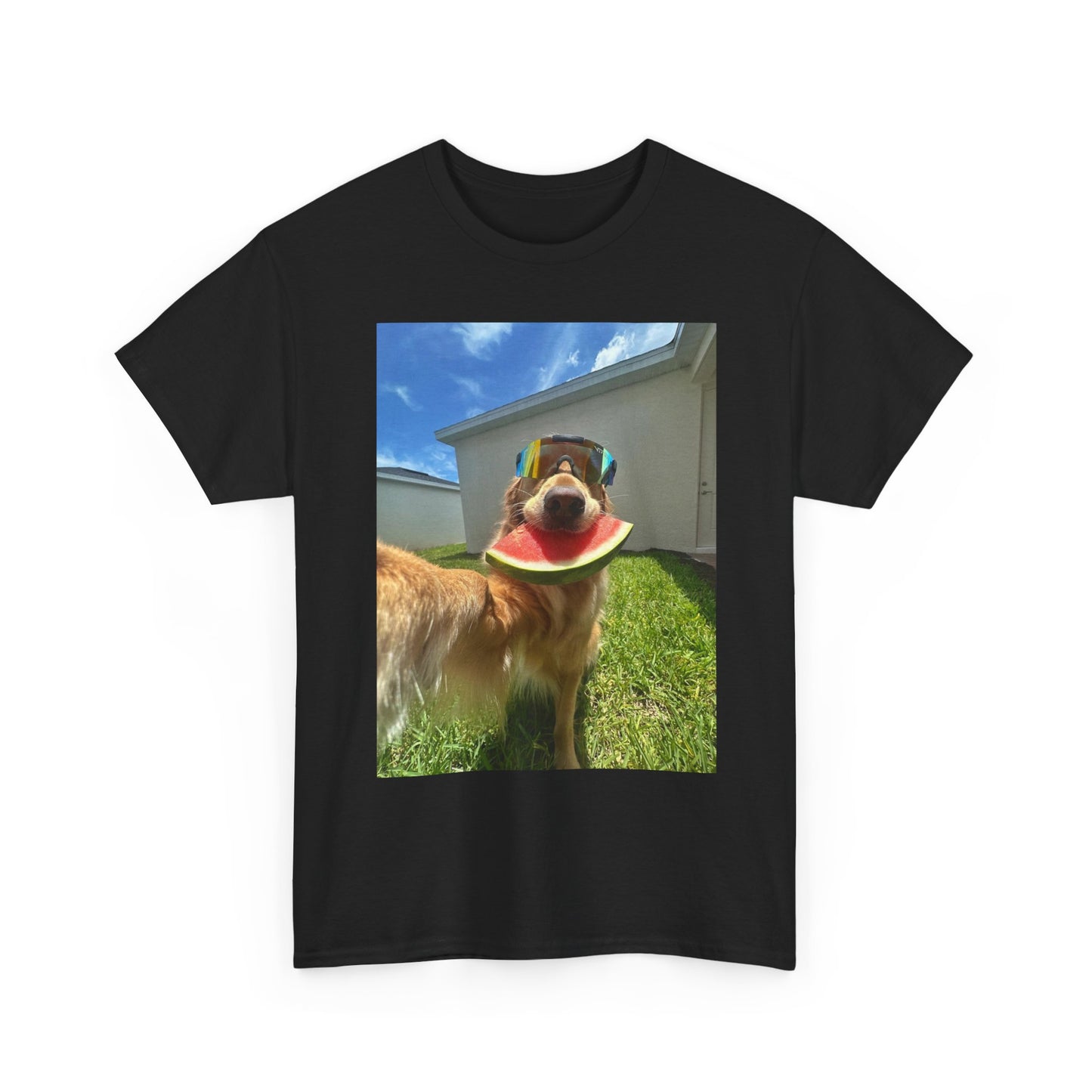Funny Golden Retriever Selfie Graphic T-Shirt Unisex Heavy Cotton Tee NEW