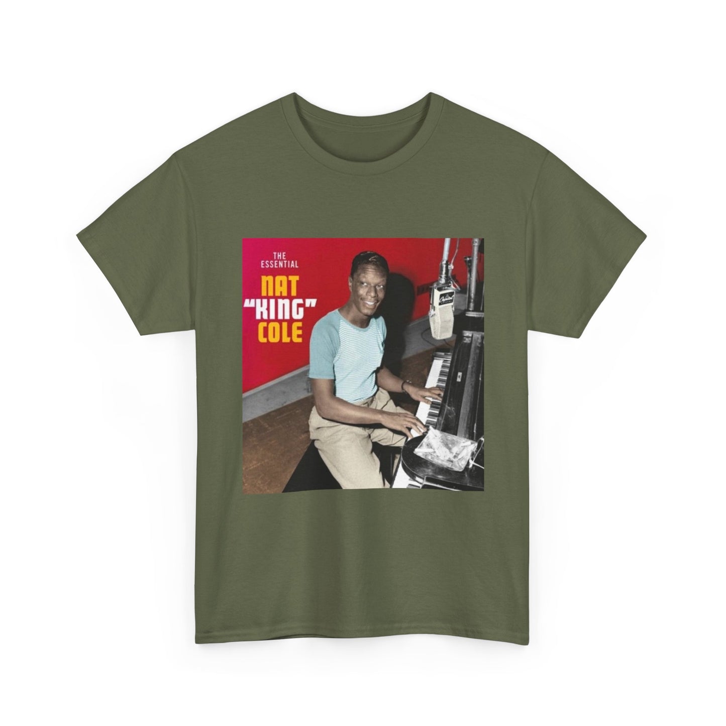 Nat King Cole Tshirt Vintage Piano Concert Poster retro Unisex Heavy Cotton Tee