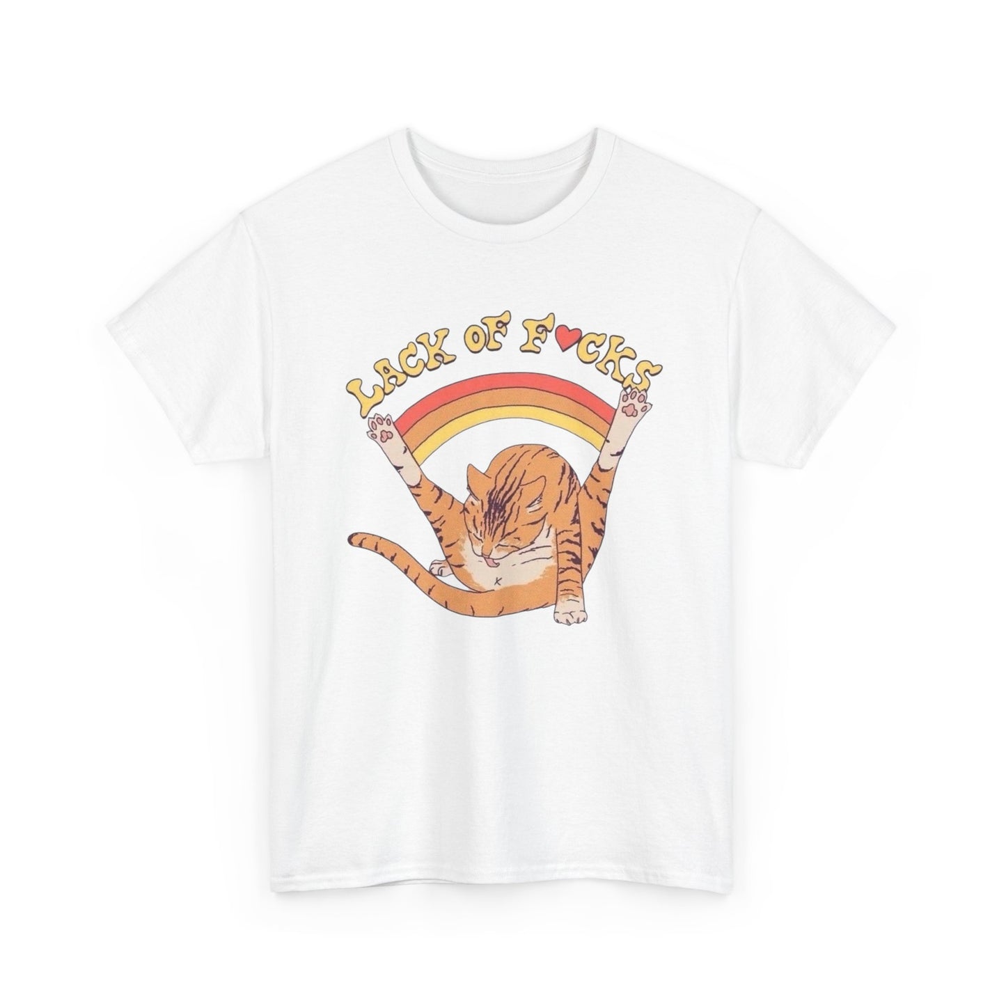Lack Of Cares Funny Cat Rainbow Graphic T Shirt NEW Adult Tee