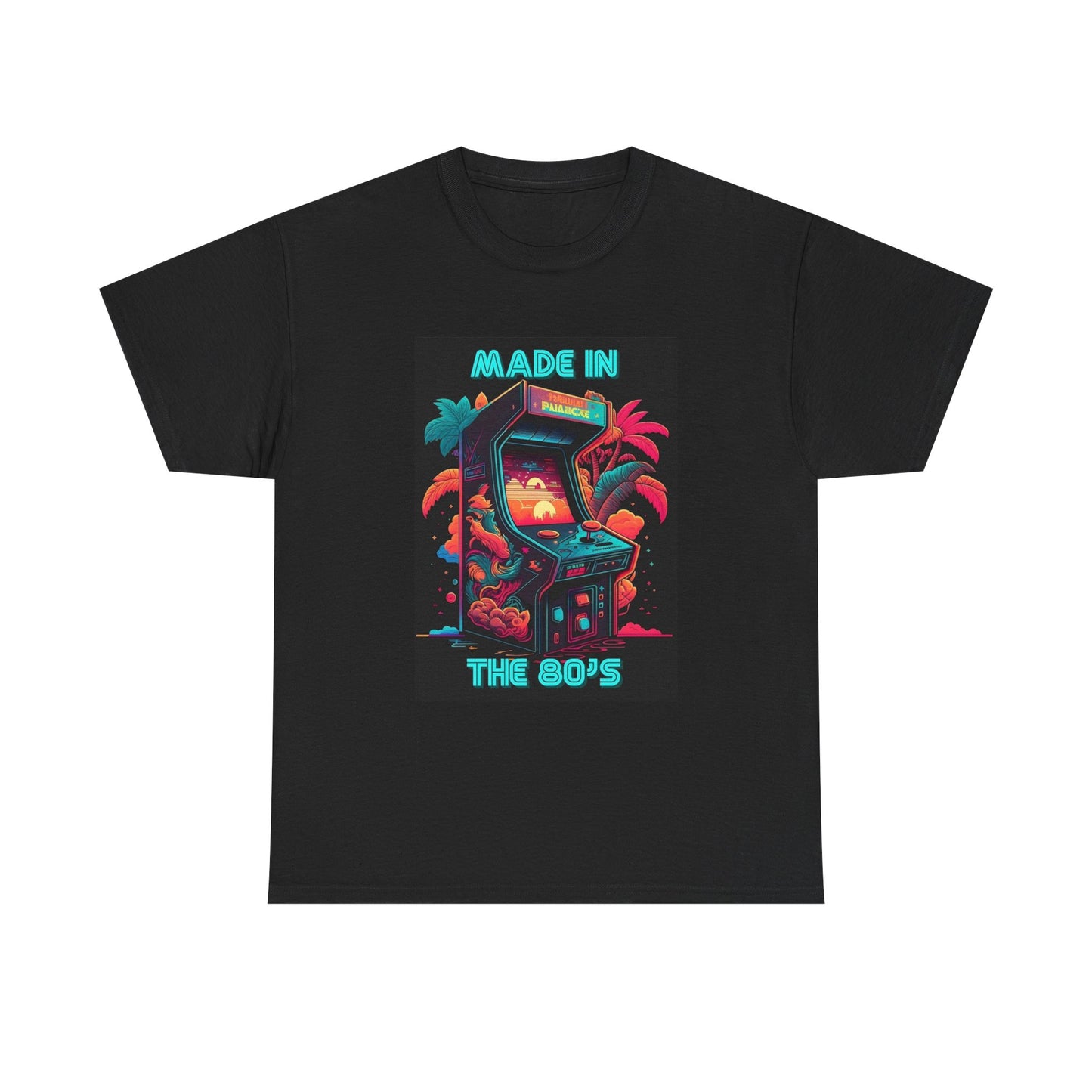 Made In The 80s Tshirt Vintage Arcade Gaming Neon Unisex Heavy Cotton Tee