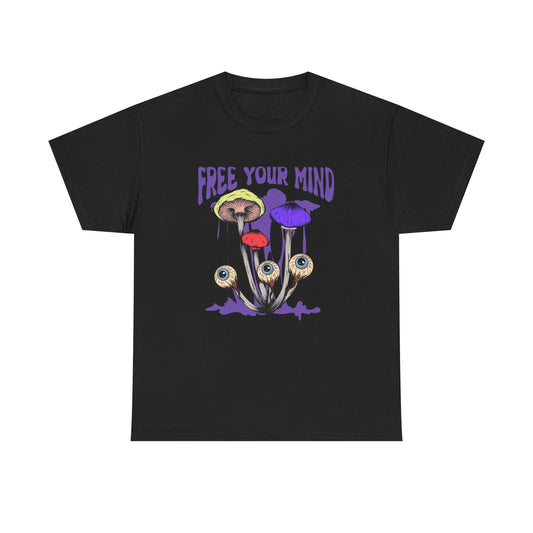 Free Your Mind With Mushrooms Graphic T Shirt NEW ADULT Tee