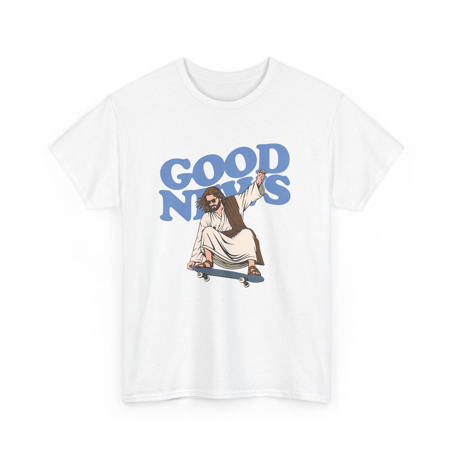 Good News Jesus Skateboarding Graphic T Shirt Men's Heavy Cotton Tee - Quality - Modern True to Size