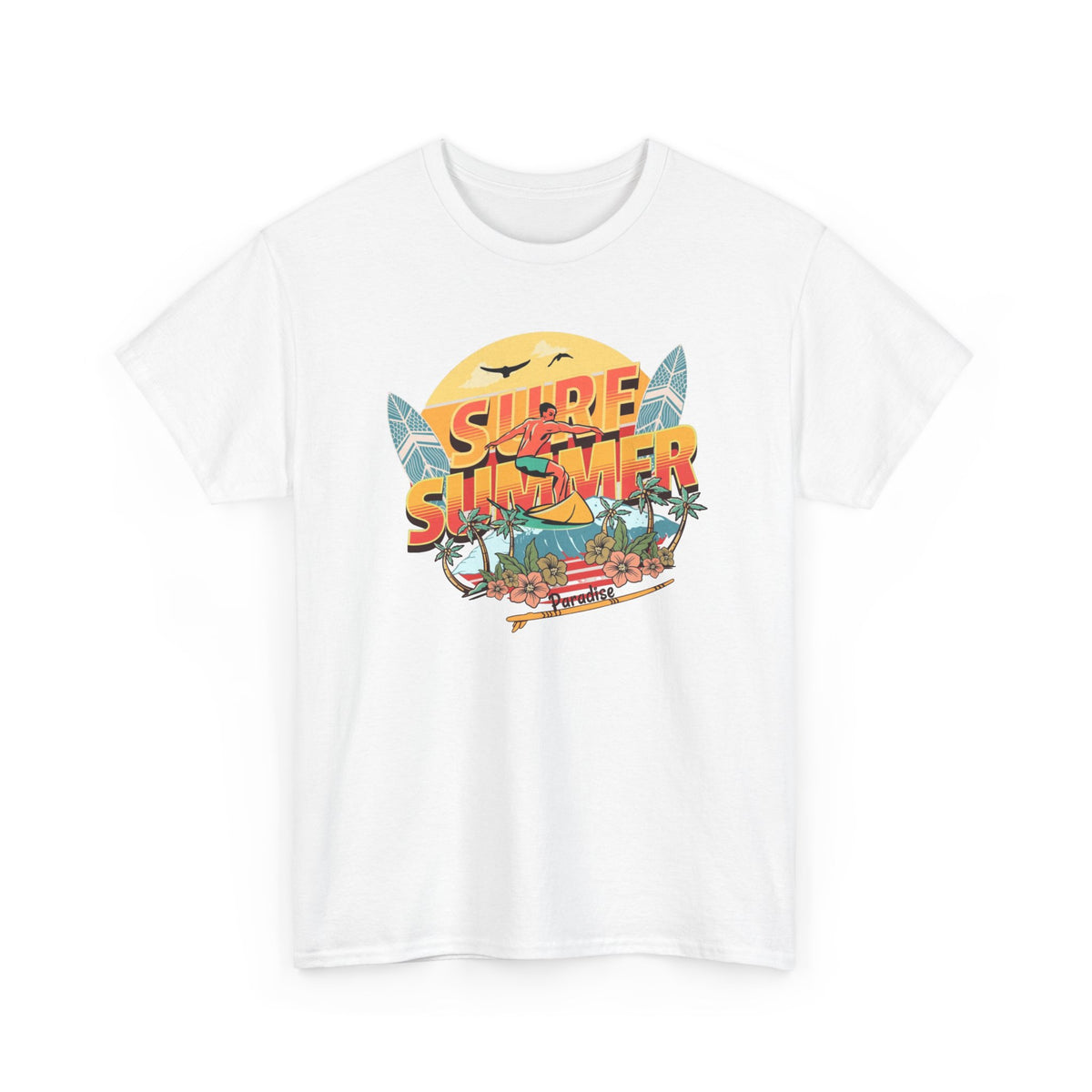 Surfing Summer Graphic T Shirt Men's Beach Heavy Cotton Tee